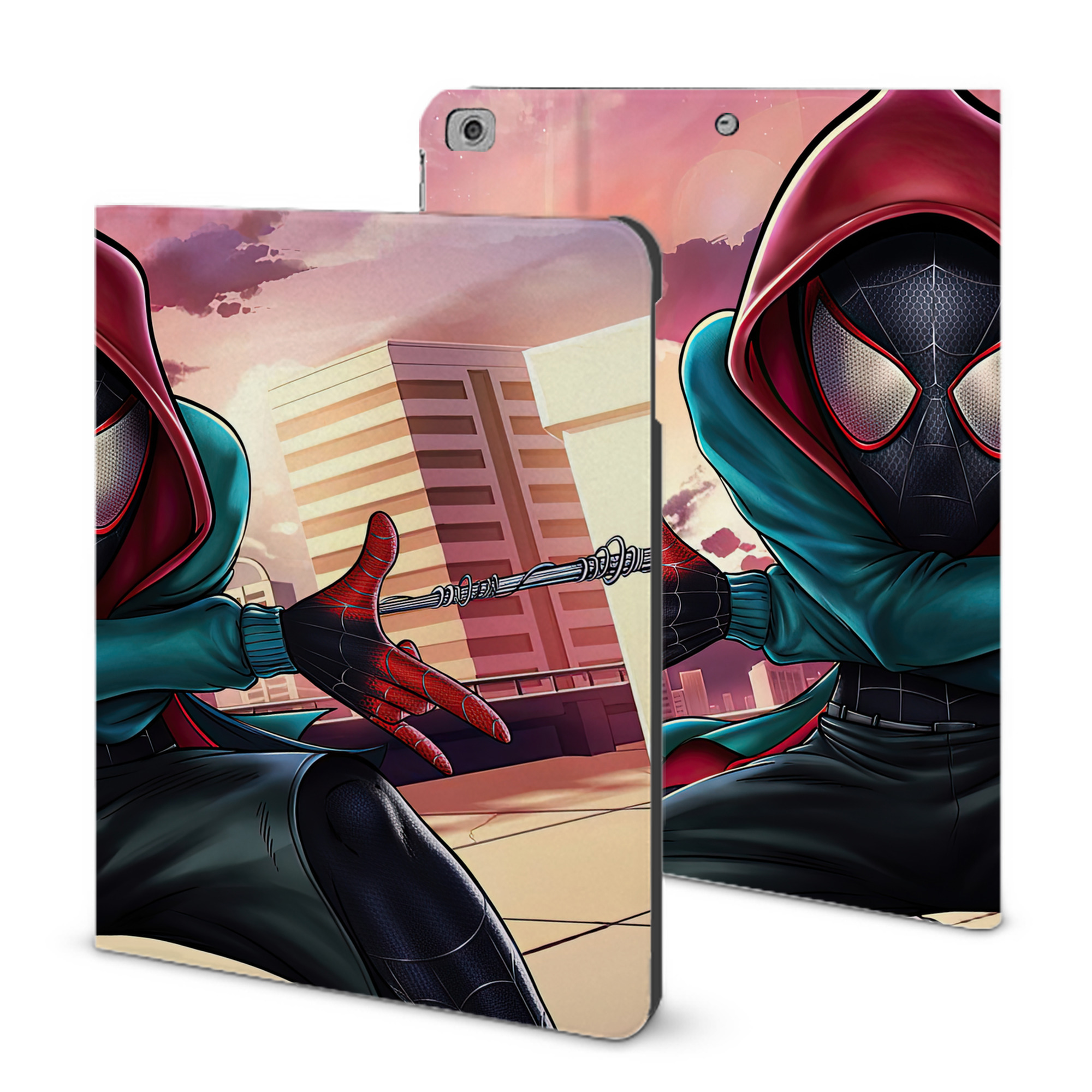 （画像用） Spider Man スパイダーマン IPad ケース ブック型 PUレザー TPU 耐衝撃 軽量 薄型 ペン収納なし 全面保護 IPad 各モデル対応